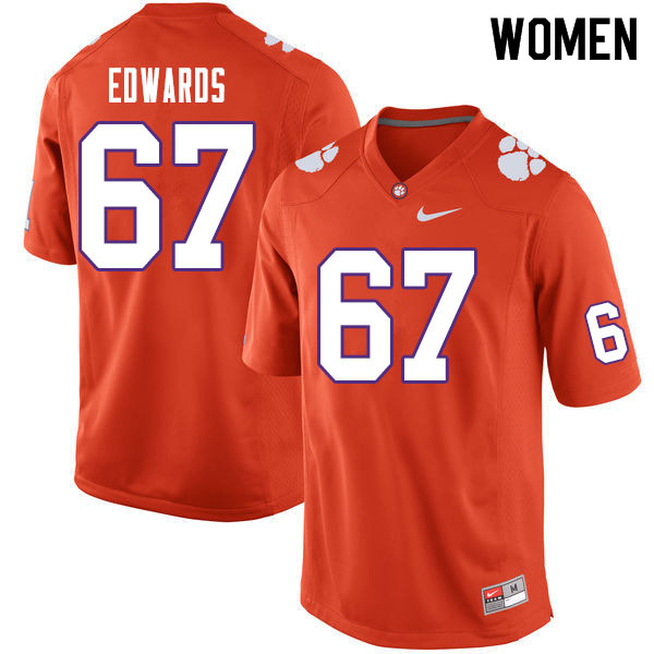 Women #67 Will Edwards Clemson Tigers College Football Jerseys Sale-Orange - Click Image to Close